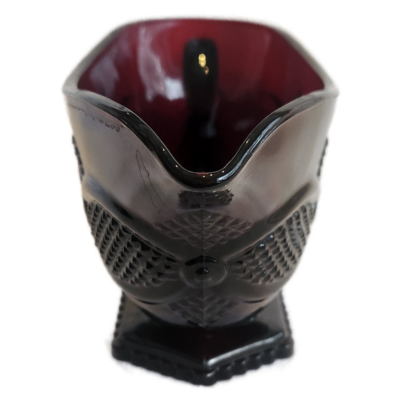 Avon 1876 Cape Cod Ruby Red Gravy Boat Creamer – 6.75" – Vintage Pressed Glass - Picture 4 of 8